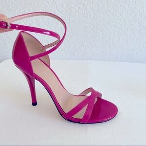 stuart weitzman patent leather crisscross sandals